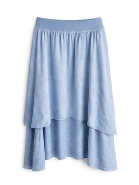 Charlie B XL Tiered Skirt NWT Blue Chambray Made in Italy Flowy Boho Coastal